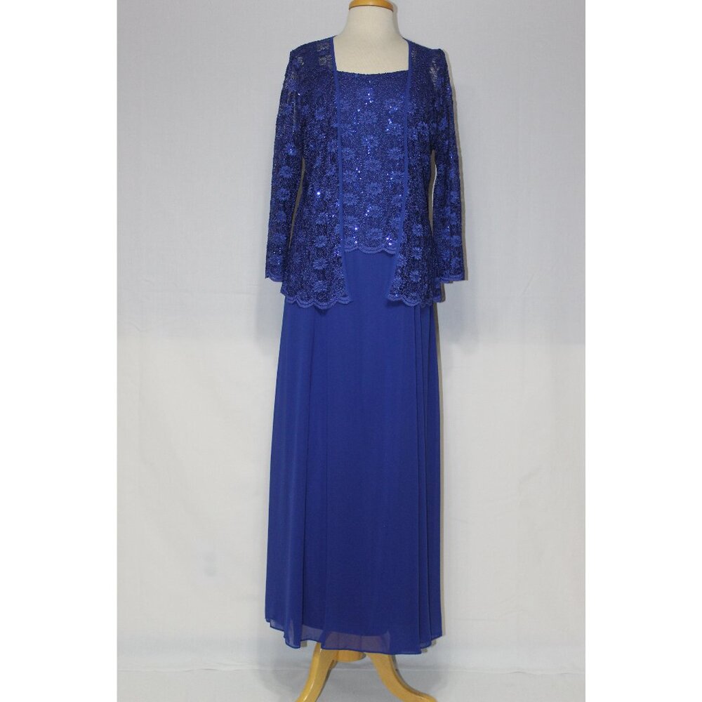 Eva USA #3175 Mother of Bride Groom Dress W/Jacket-Royal Blue-XL-NEW With Tags